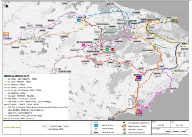 Imagen: Proyecto transporte público Marina Alta