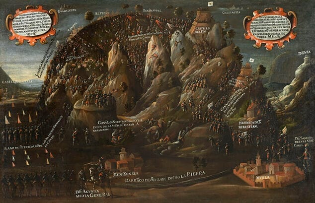 Imagen: Sublevación en La Vall de Gallinera o Laguar. Cuadro de Jerónimo Espinosa de 1613.