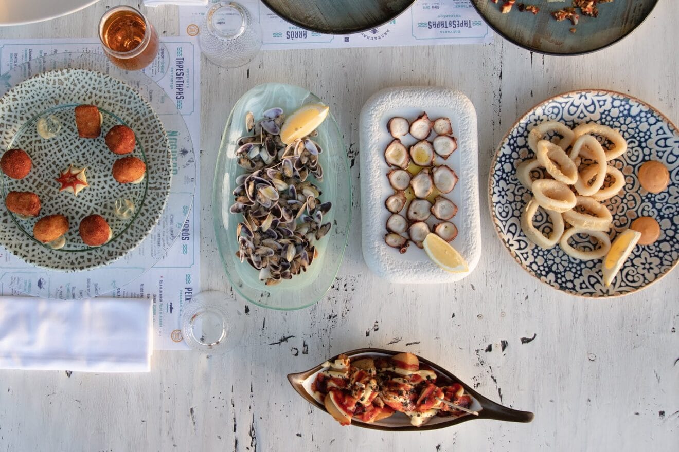 Tellinas, pulpo seco y calamares - Restaurant Noguera