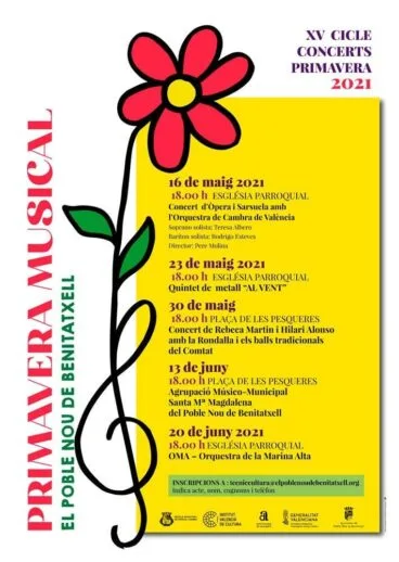 Cartel ‘Primavera Musical 2021’ en Benitatxell