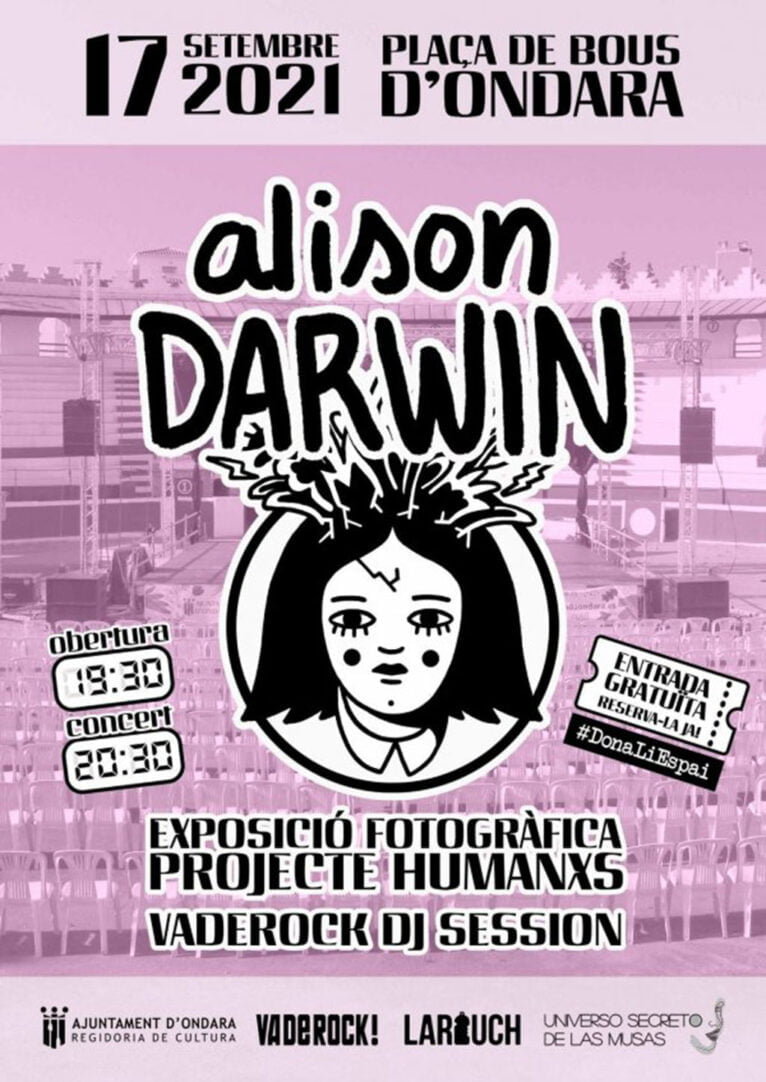 Cartel concierto de Alison Darwin y esposición fotográfica Humanxos