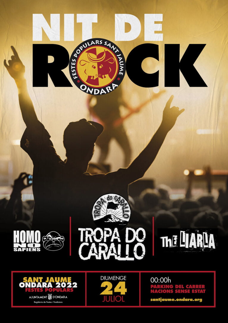 Cartel de la Nit de Rock en las fiestas de Sant Jaume 2022 de Ondara
