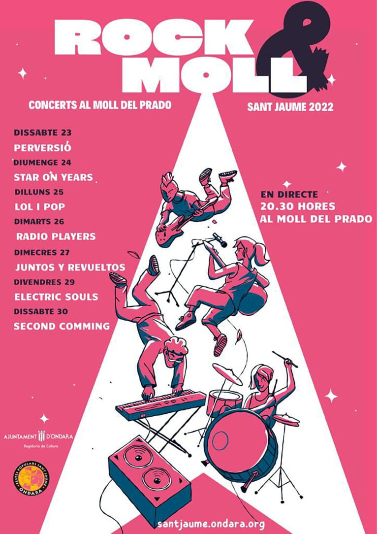 Cartaz Rock&Moll para as festividades de Sant Jaume 2022 em Ondara