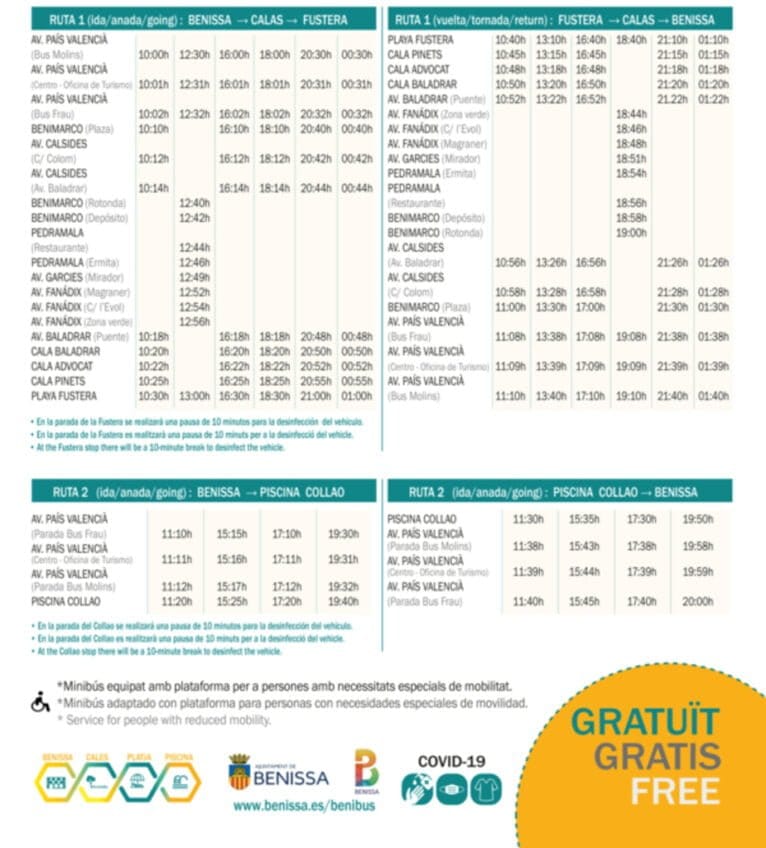 Horarios de autobus en Benissa