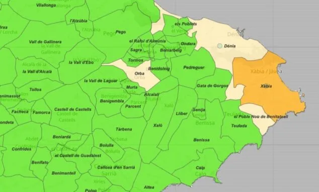 Imagen: Incidencia acumulada en la Marina Alta el 4 de junio