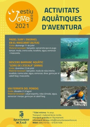 Actividades acuáticas de aventura en Xaló