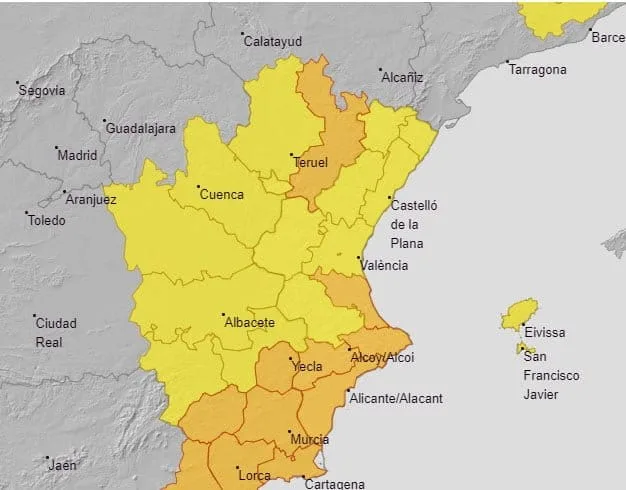 alerta naranja por lluvia y granizo