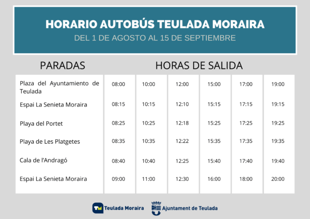 Imagen: Horarios autobus Teulada Moraira