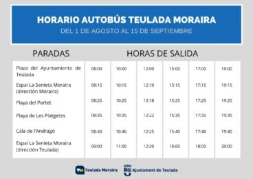 horario servicio autobus teulada moraira