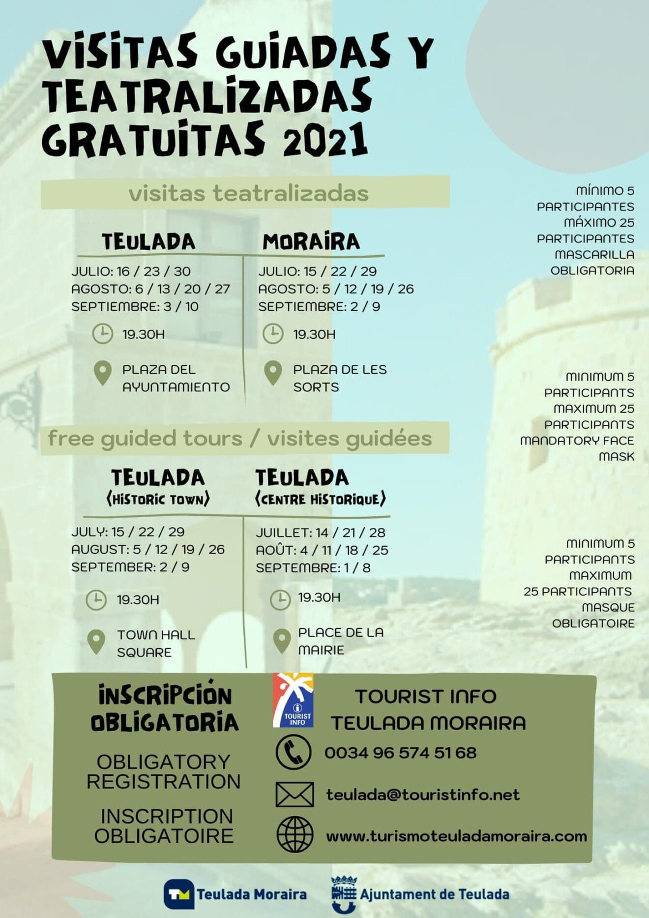 Visitas guiadas gratuitas Teulada-Moraira 2021