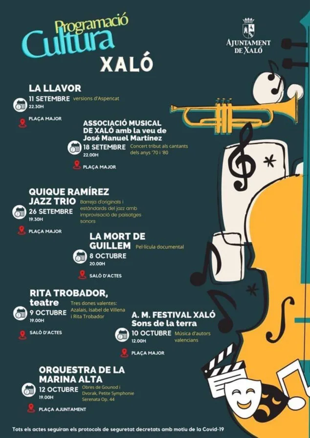 Imagen: Cartel Programación Cultural Xaló septiembre-octubre