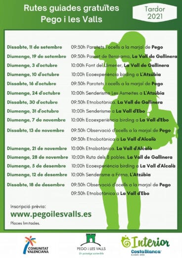 Cartel Rutas guiadas Pego i les Valls