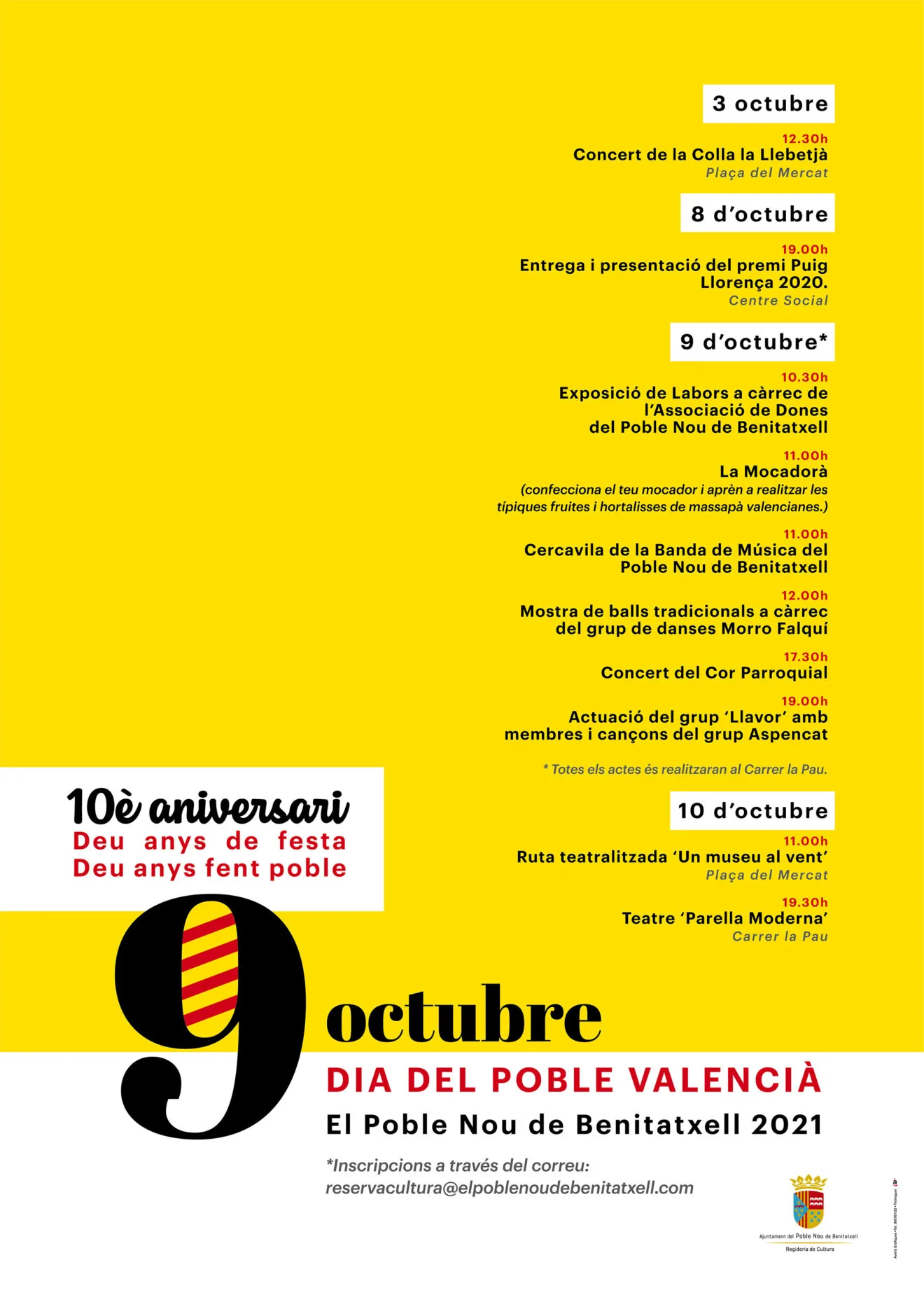 Cartel 9 d'Octubre en Poble Nou de Benitatxell
