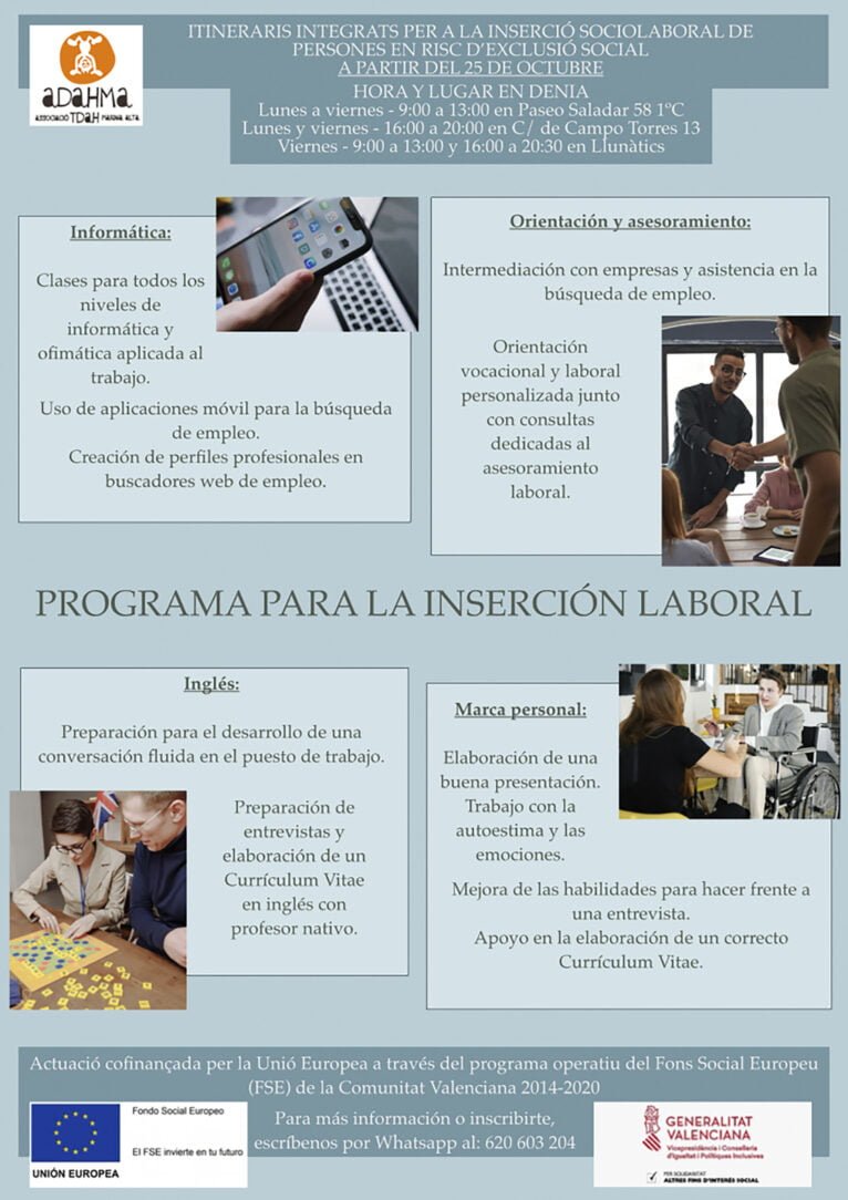 Cartel inserción laboral ADAHMA