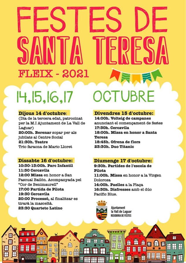 Imagen: Cartel programación Festes de Santa Teresa en la Vall de Laguar