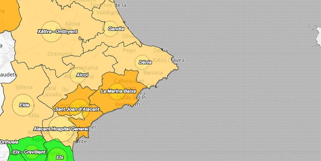 Contagios de coronavirus en la Marina Alta el 26 de octubre de 2021