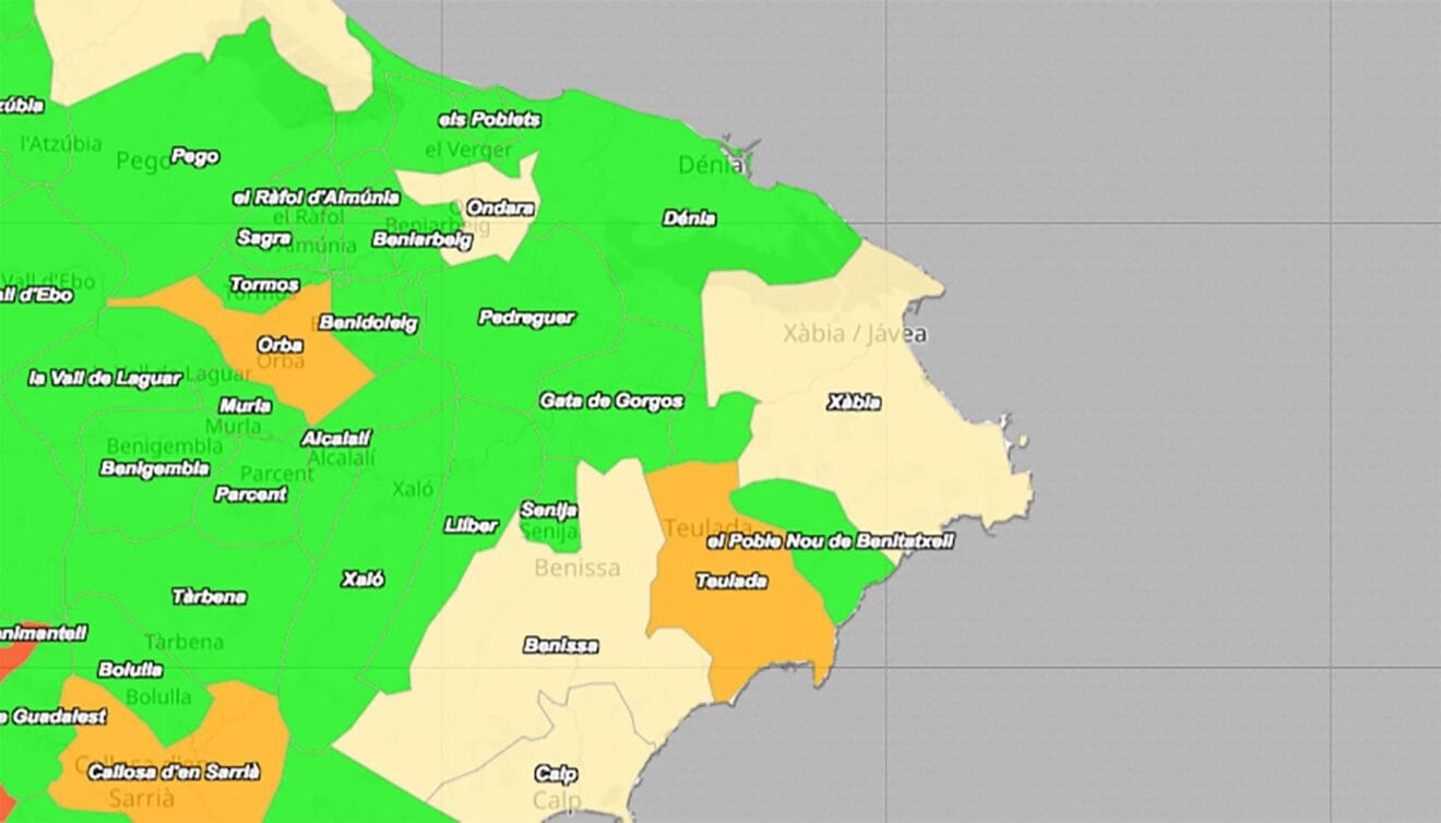 Incidencia acumulada por municipio el 15 de octubre de 2021
