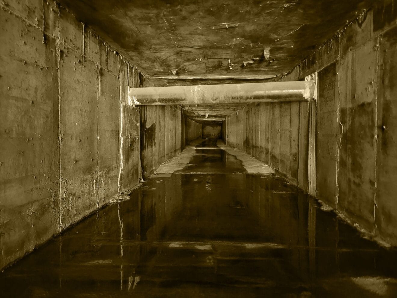 Interior de los túneles de Beniarbeig en sepia
