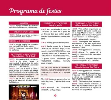 Programa de Fiestas de la Virgen Pobre Xaló 2021