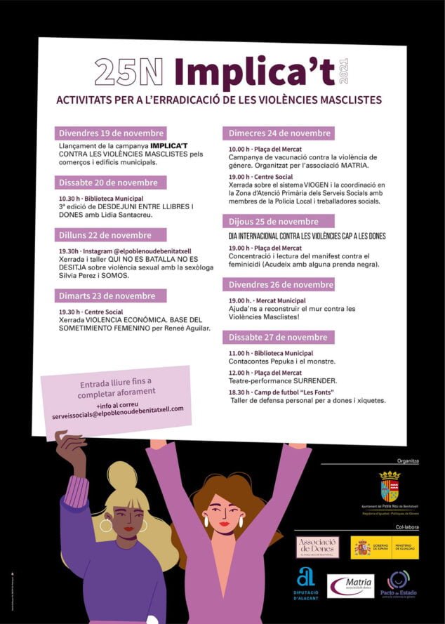 Imagen: Cartel de eventos para el 25N en Benitatxell