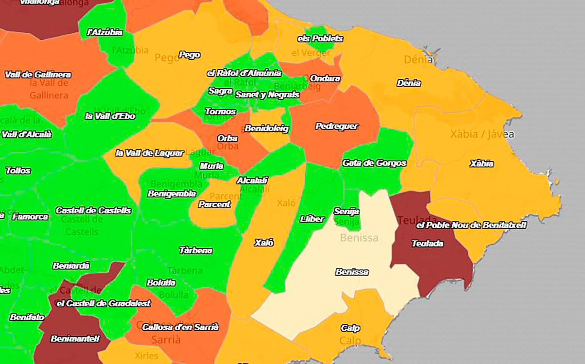 incidencia acumulada en la marina alta viernes 19 de noviembre