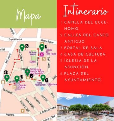 Mapa del itinerario de la ruta guiada por Pego