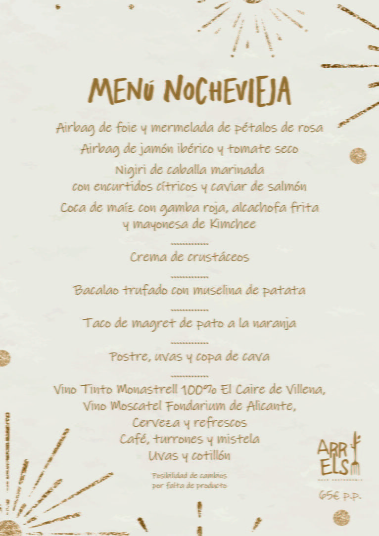 Menú de Nochevieja - Arrels