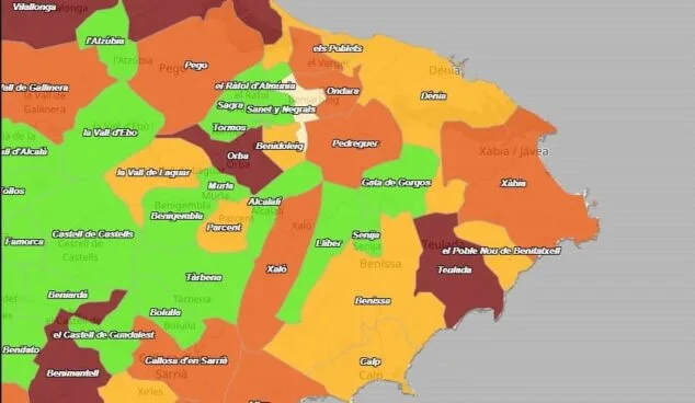 situacion de covid en los municipios de la marina alta