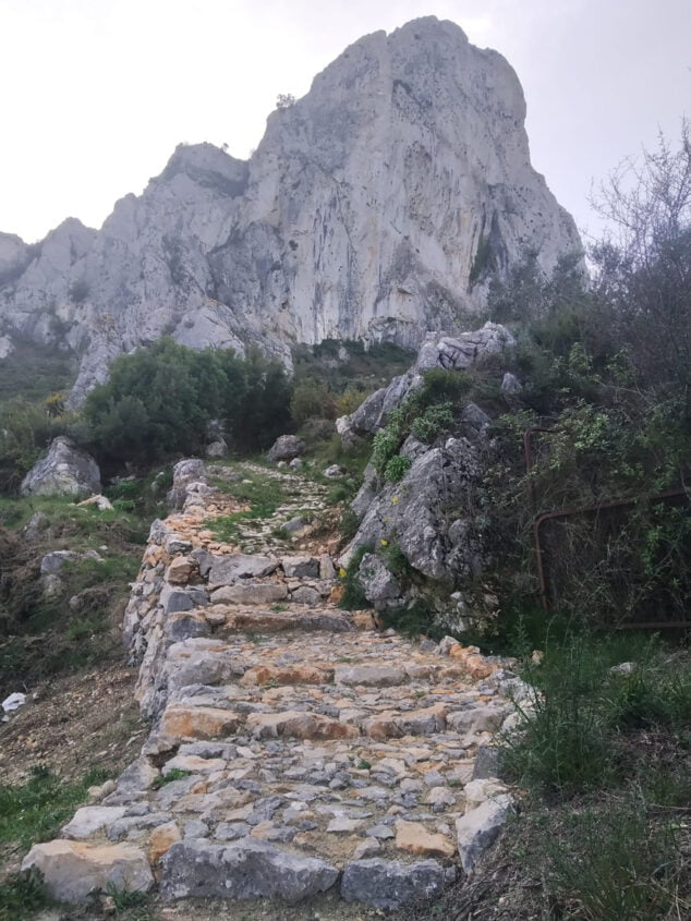 Imagen: Camino de ascenso a la cima de la Foradà desde Benitaia
