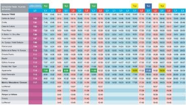 Horarios de autobús L1 y L2 en Calp (bajada)