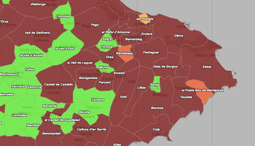 incidencia acumulada marina alta 21 diciembre 2021