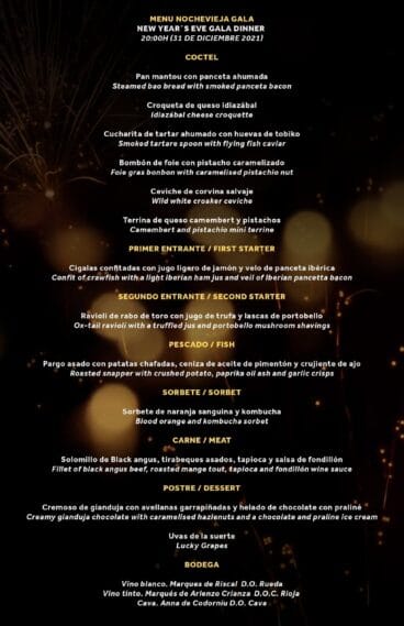 Menú de Nochevieja de gala en Hotel Dénia Marriott La Sella Golf Resort & Spa