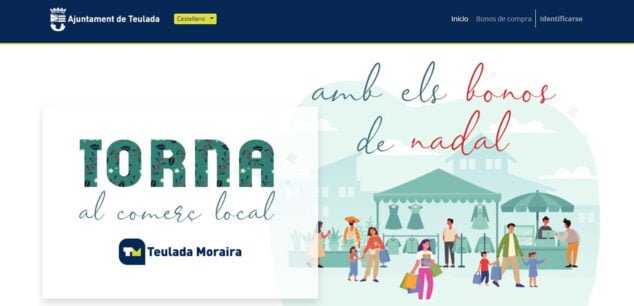 Imagen: Promoción de los bonos comercio de Navidad en la página web de Teulada-Moraira