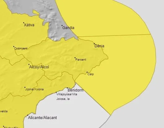 Imagen: Alerta amarilla por viento en la Marina Alta