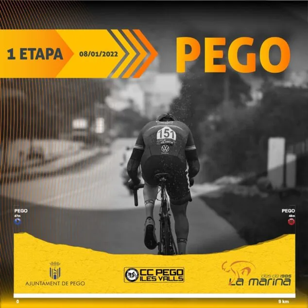 Imagen: Cratel de la primera etapa de la Volta a la Marina ciclista en Pego