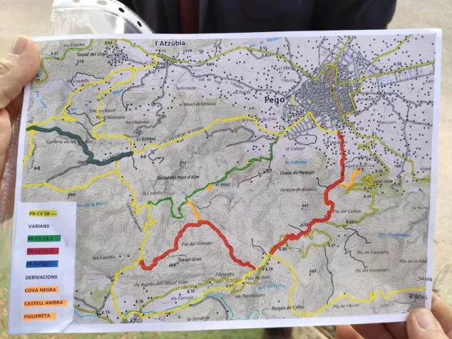 mapa de las distintas rutas de pego