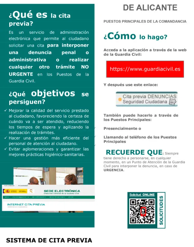 Imagen: Cartel para la solicitud de cita previa en la Guardia Civil