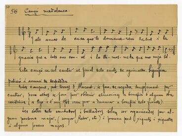 manuscrito de la partitura de la pegolina dolores sendra fundacion salom sabar