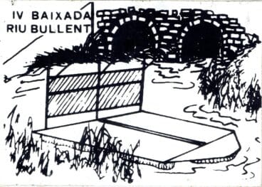 Pegatina a modo de cartel de la IV Baixada Riu Bullent en 1989