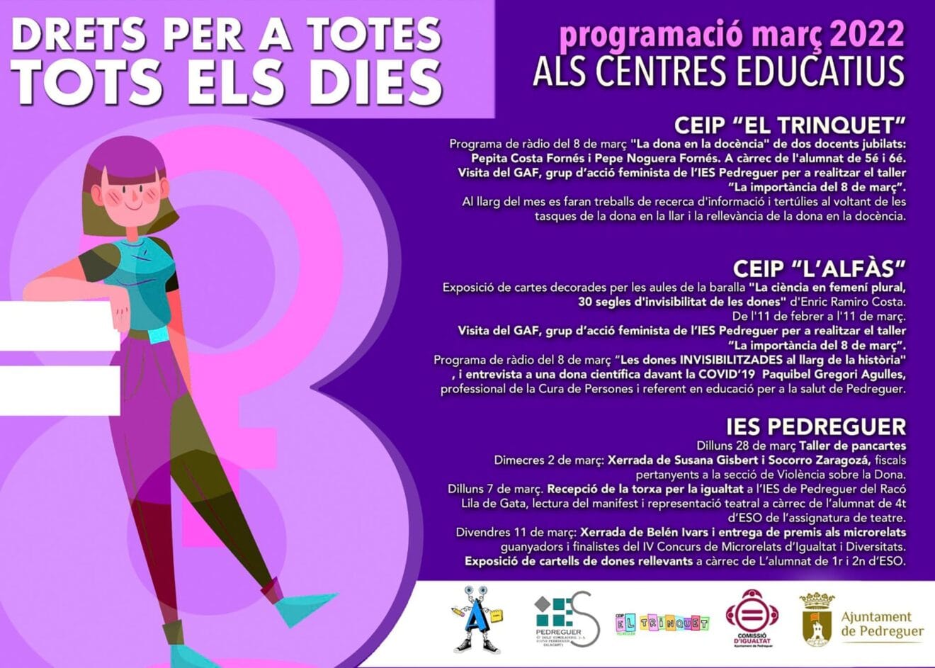 Programación del 8M en los centros educativos de Pedreguer