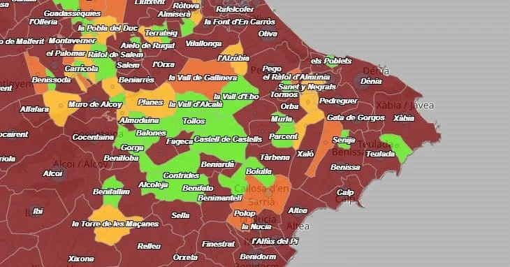 situacion del coronavirus en los municipios de la marina alta