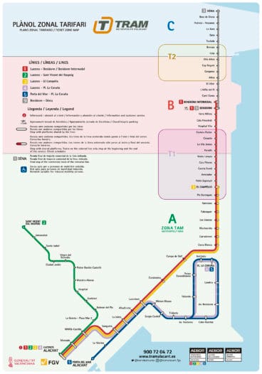 Mapa del Tram Metropolitano de Alicante con parada en Benissa