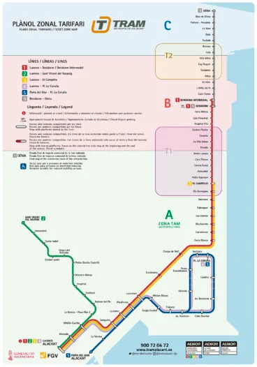 Mapa del Tram Metropolitano de Alicante con parada en Teulada