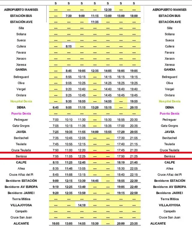 Autobuses en Benissa: líneas, tarifas y horarios 13 Imagen: Autobús Alsa en Benissa el domingo