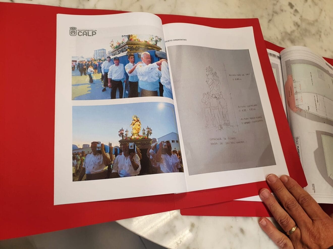 Boceto orientativo de la escultura a la Virgen del Carmen en Calp