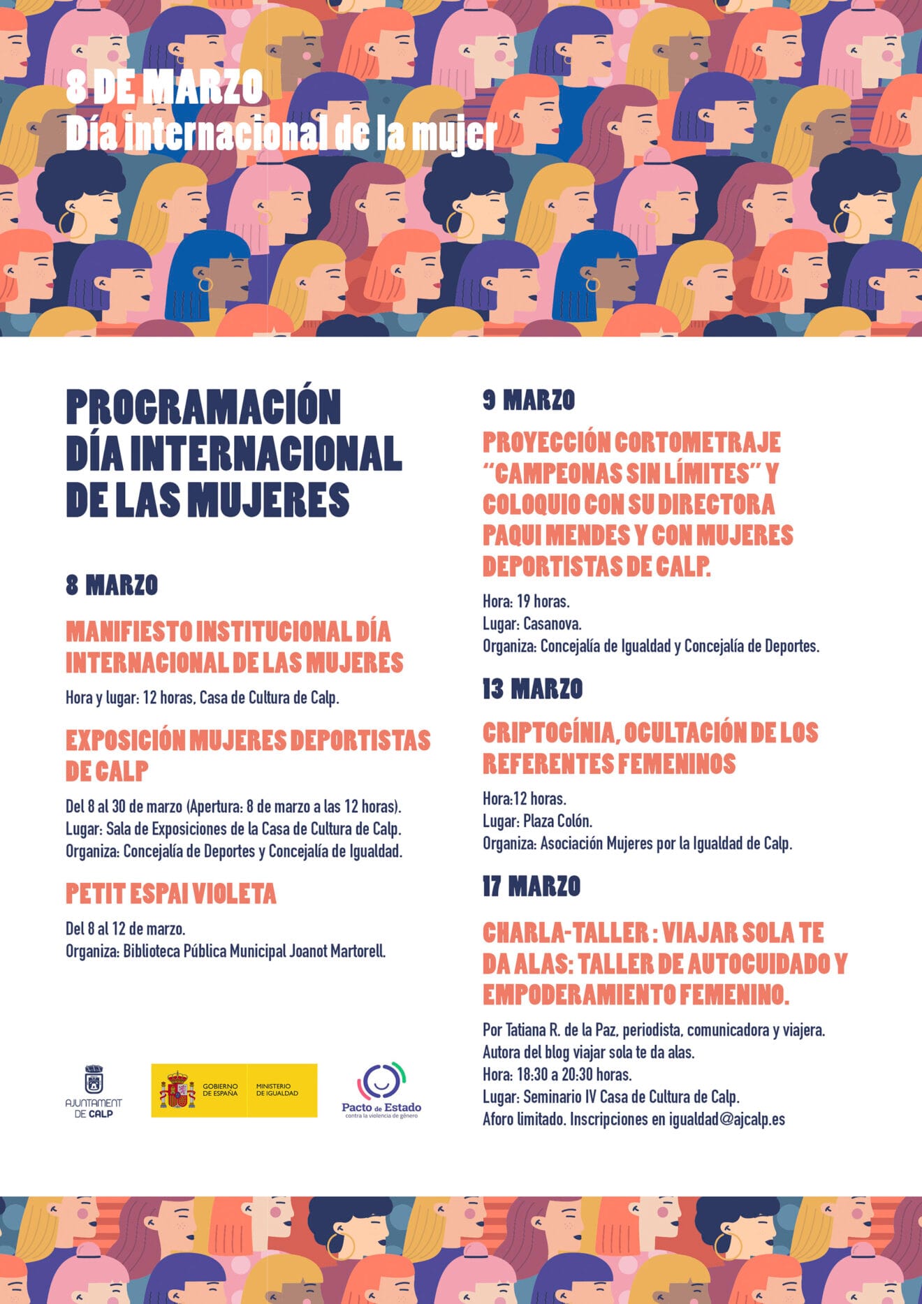 Cartel de la programación del 8M en Calp