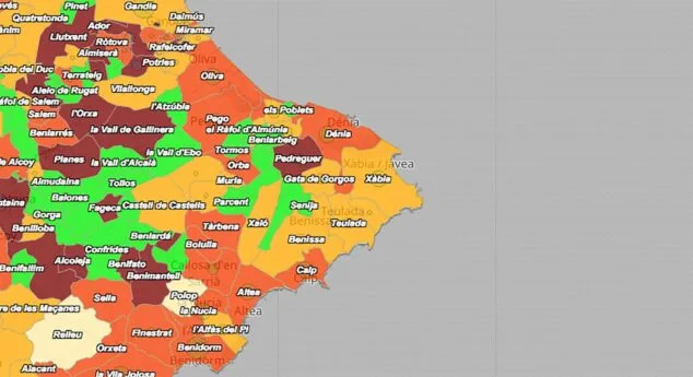 coronavirus por municipio el 8 de marzo de 2022