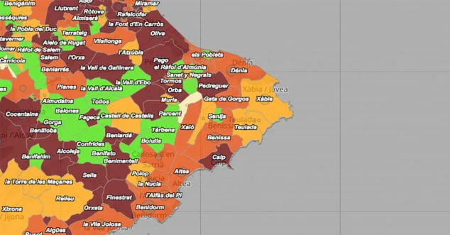 Imagen: El coronavirus por municipio el 1 de marzo de 2022