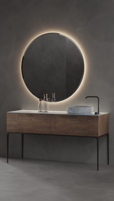 Lavabo elegante con mueble de madera