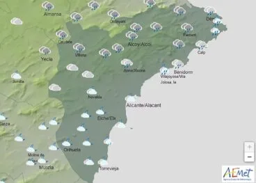 Mapa de previsión para el sábado 19 de marzo 2022 (AEMET)